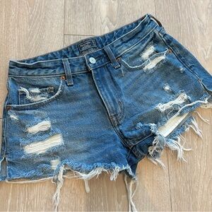 Low Rise Blue Denim Shorts